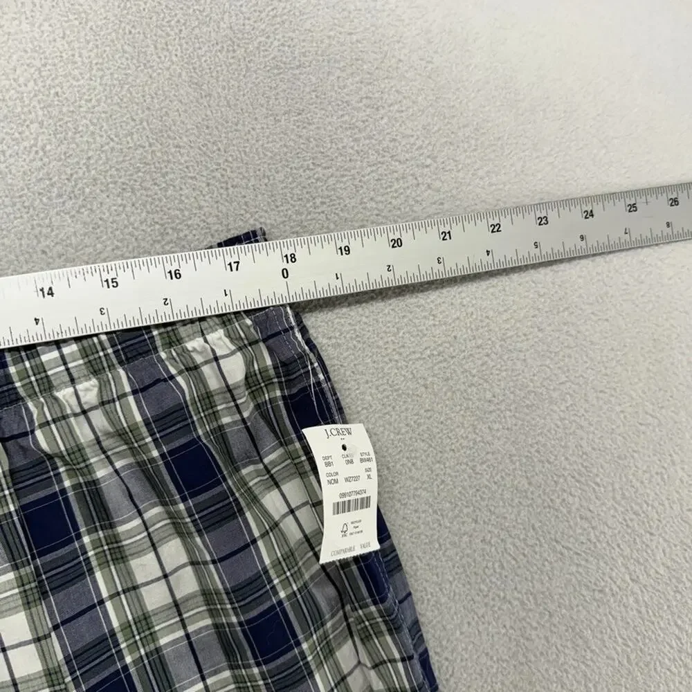 J Crew Boxers Men's XL Green Blue Shorts underwear Check Checkered Plaid NEW